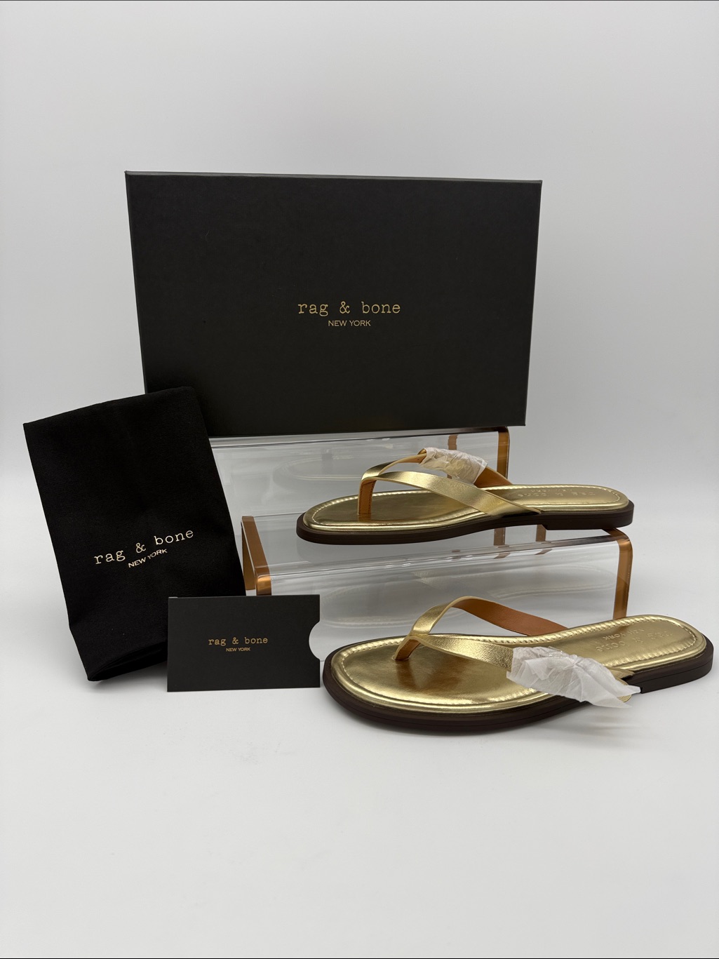 Rag & Bone Gia Flip Flop Thong Sandal Gold Size 9/Eu 39